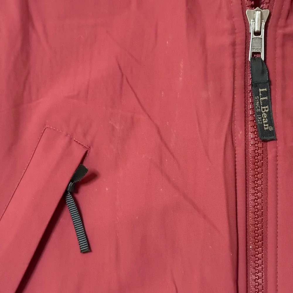 LL Bean Warm-Up Vest Men Medium Red Fleece Lined Nylon Full Zip Outdoor 0JX79